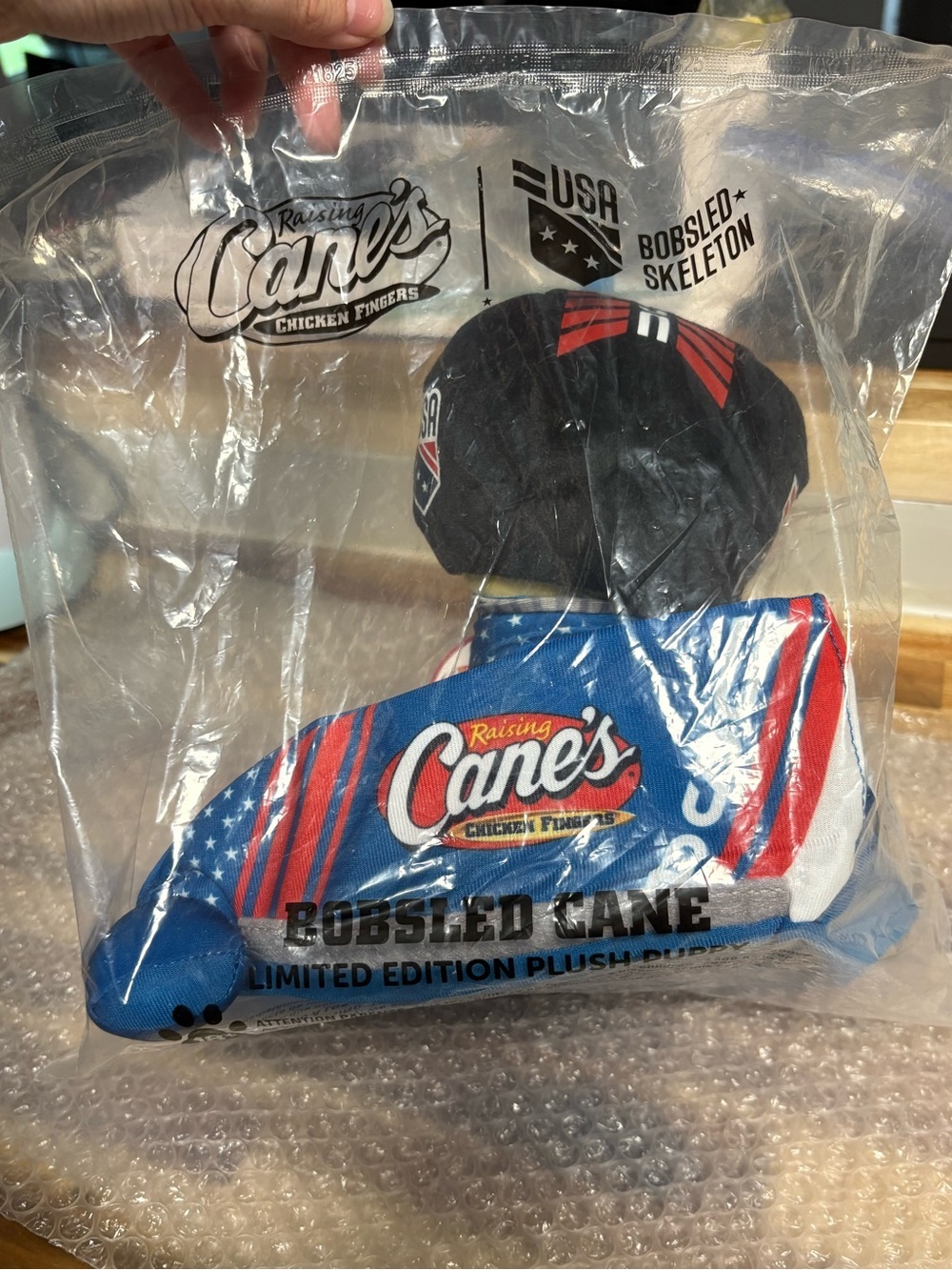 Raising Cane's USA Bobsled Cane Racing Bear Plush in Blue and Red NWT - Picture 3 of 5